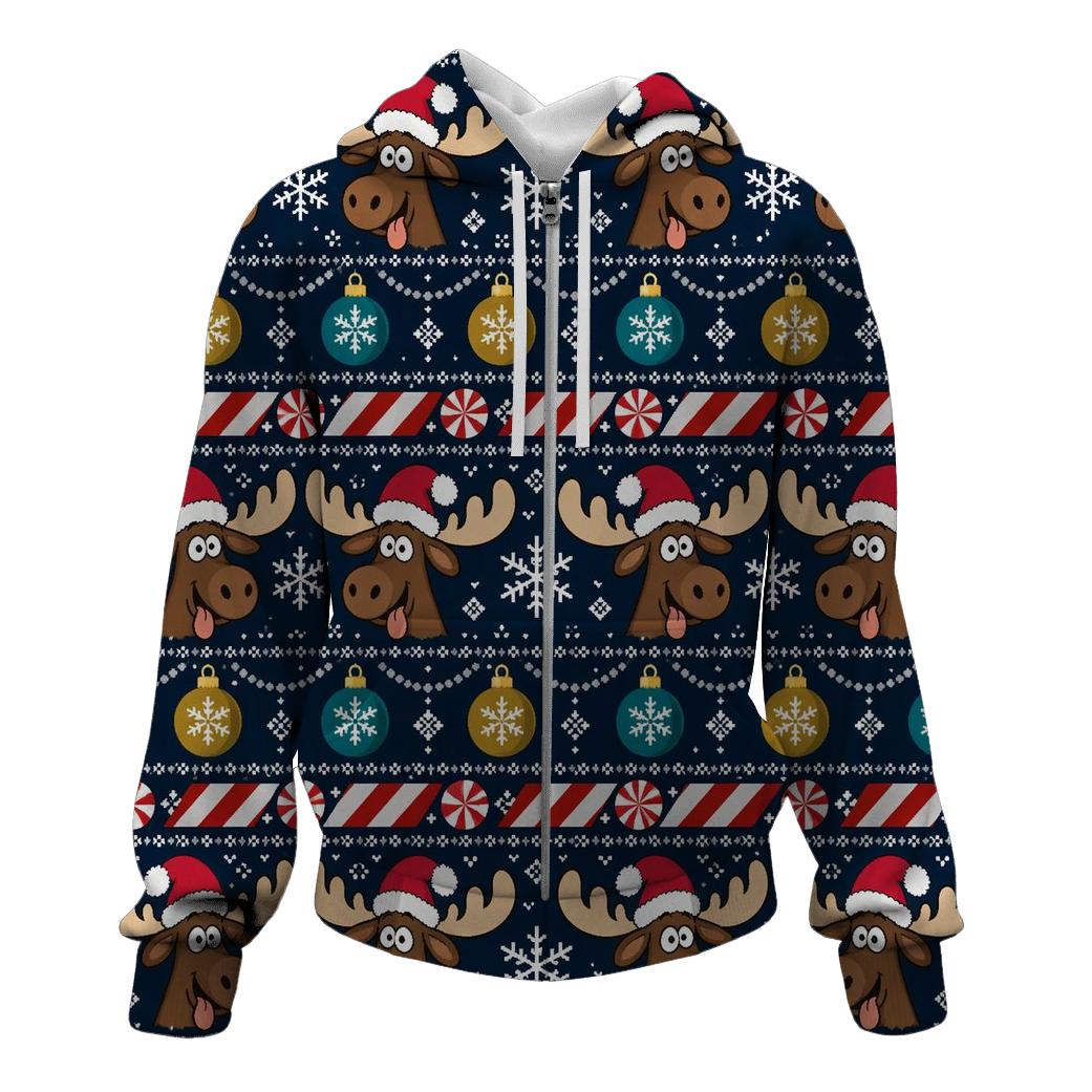 Ornament Moose Candy Stripe Design graphic hoodies [AI-6b169771-c5bbb592284b]