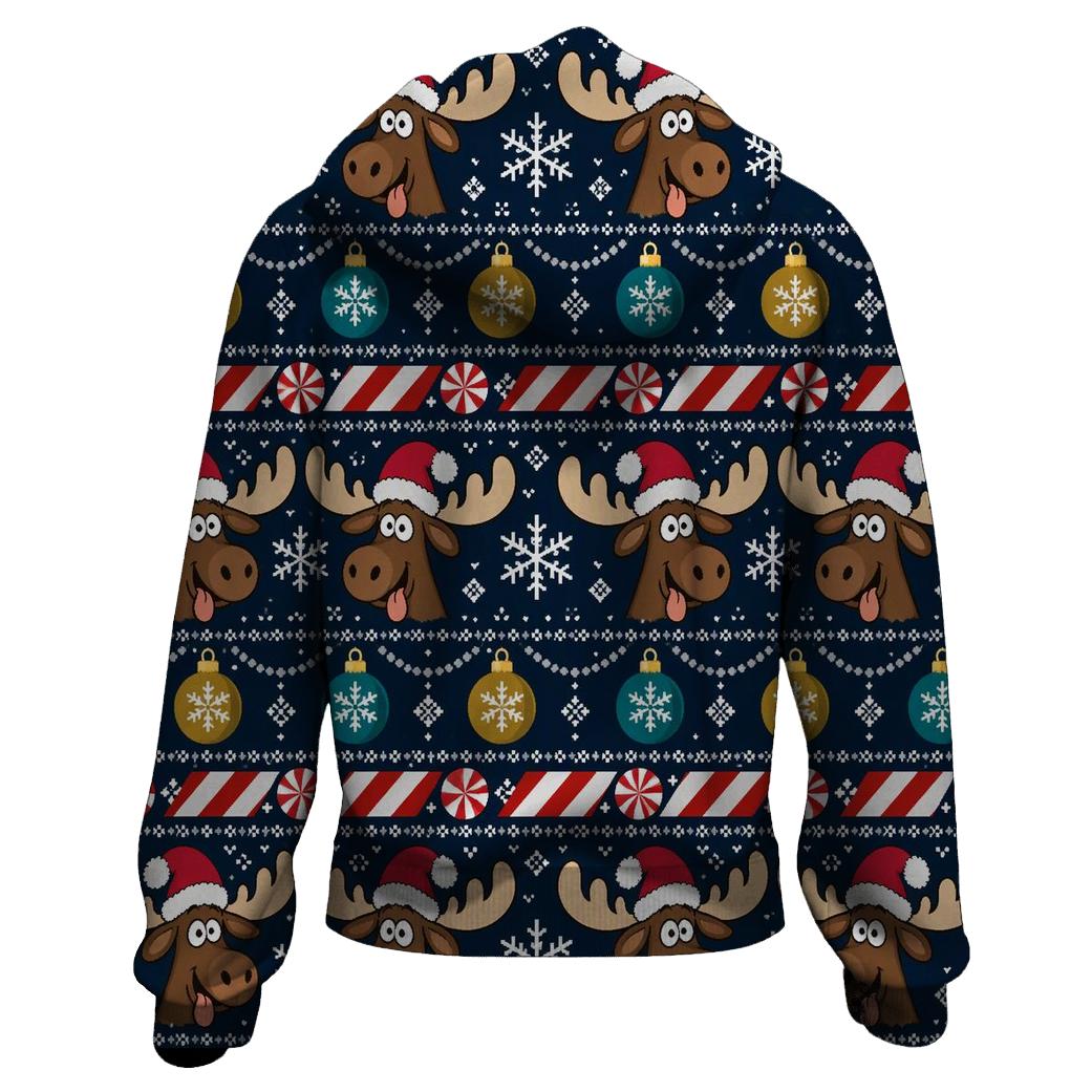 Ornament Moose Candy Stripe Design graphic hoodies [AI-6b169771-da98edb8af17]