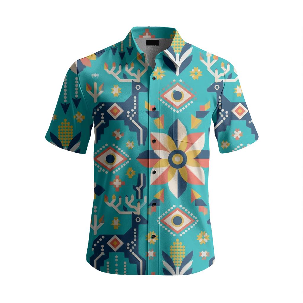 Turquoise Huichol Nierika Yarn Glyph Field premium embroidered apparel [AI-f72a7eee-b75fa4d51e9c]