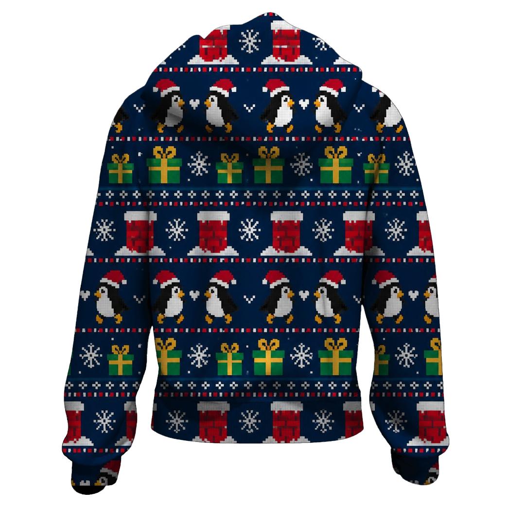 Penguin Present Chimney Bands Design graphic hoodies [AI-274b3e89-32b19531f1f3]