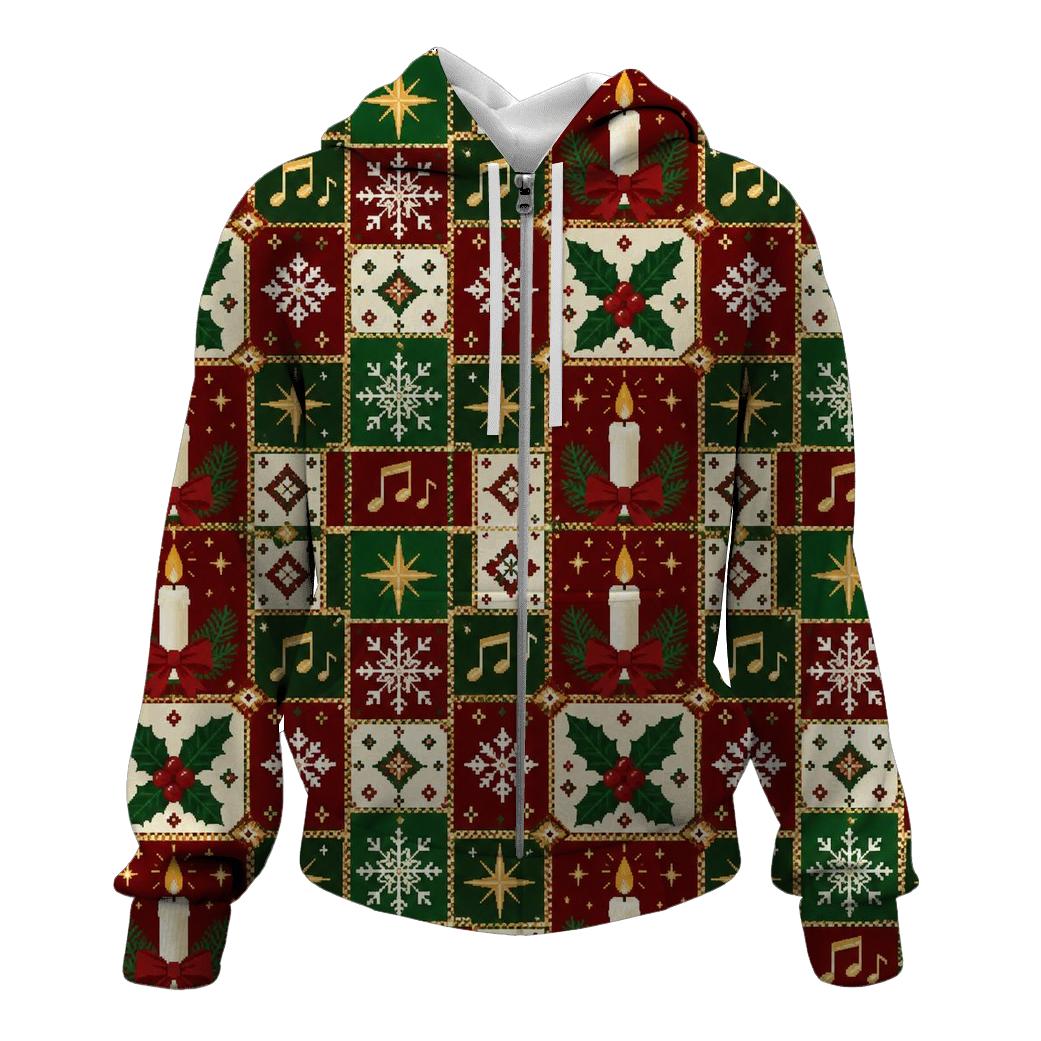 Carol Candle Holly Checker Design hoodie designs [AI-9f4febcb-fdf05c27b2da]
