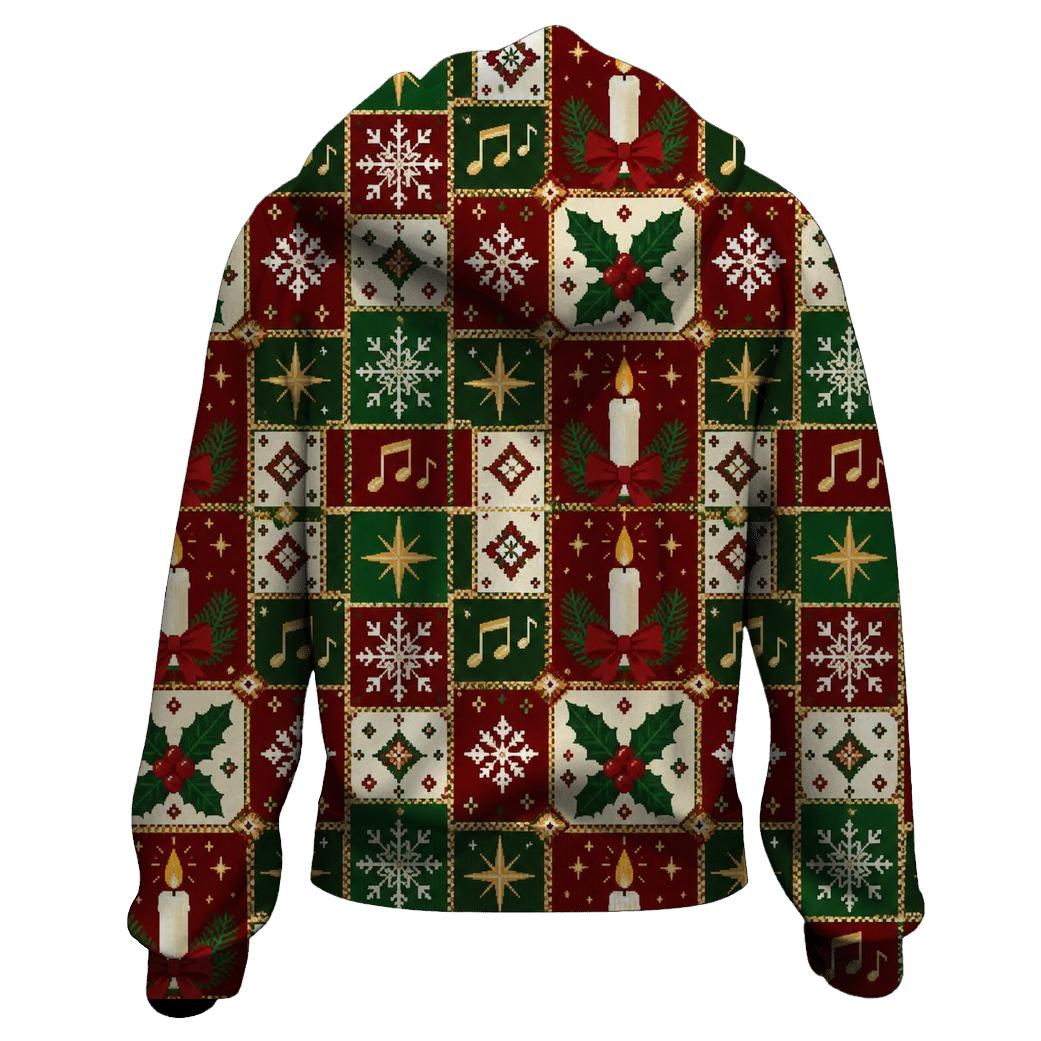 Carol Candle Holly Checker Design hoodie designs [AI-9f4febcb-086dbfee5d09]