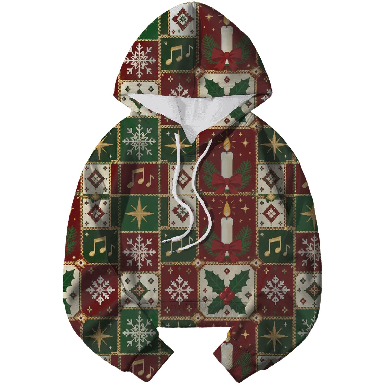 Carol Candle Holly Checker Design pullover hoodies [AI-9f4febcb-fdf05c27b2da]