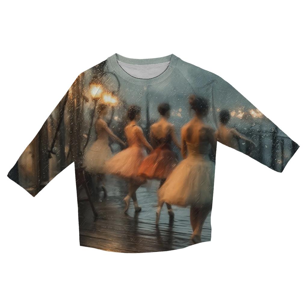 Edgar Degas Inspired Ballet In The Rain fashion 3/4 sleeve shirts [AI-750fabd6-b90e7fe2786a]