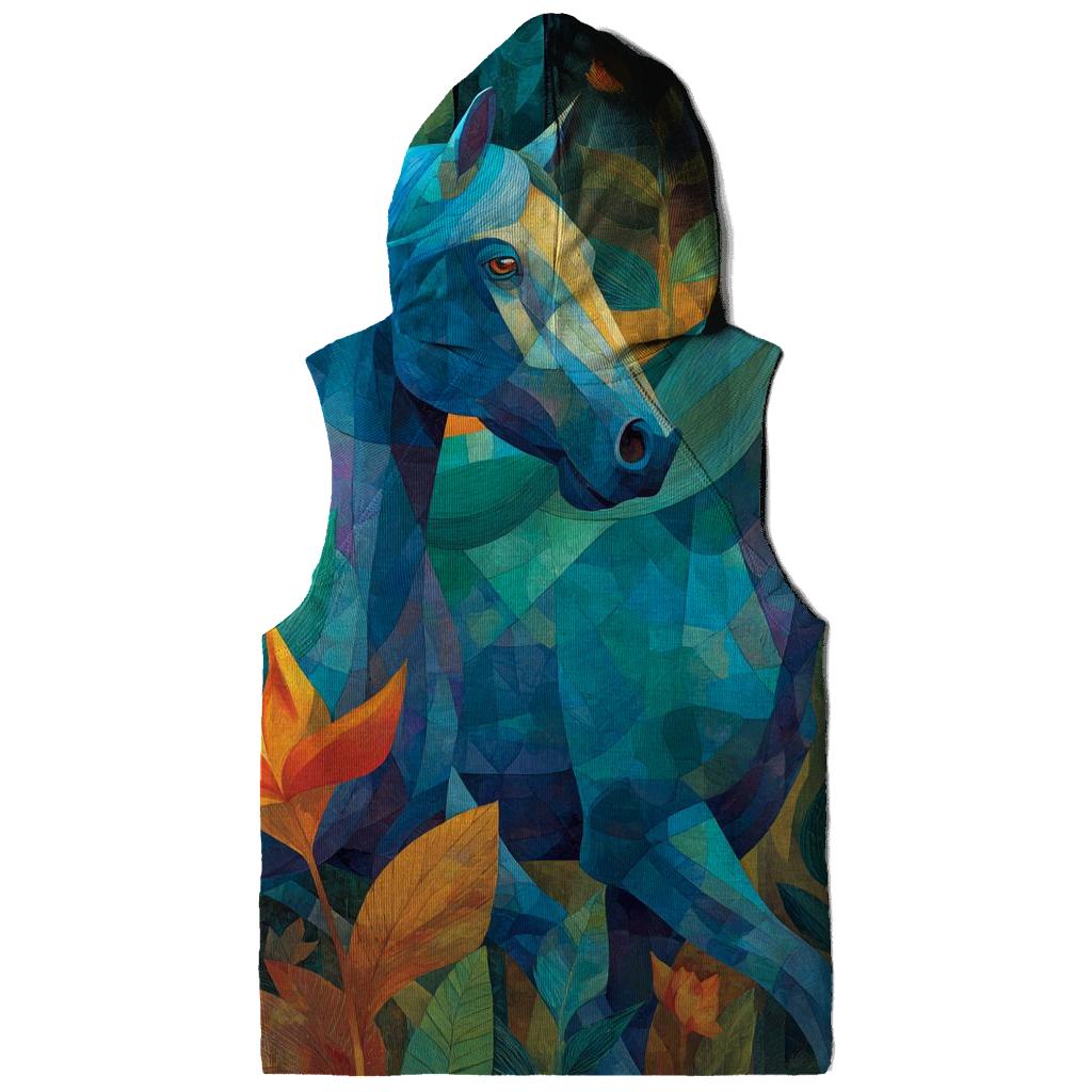 Franz Marc Inspired Sapphire Jungle Horses hoodie trends [AI-3c546b65-1a853dbd7c77]
