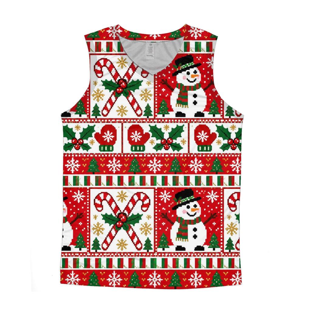 Candy Cane Snowman Patch Parade Design graphic print tank tops [AI-b813da9e-4a936d885e79]
