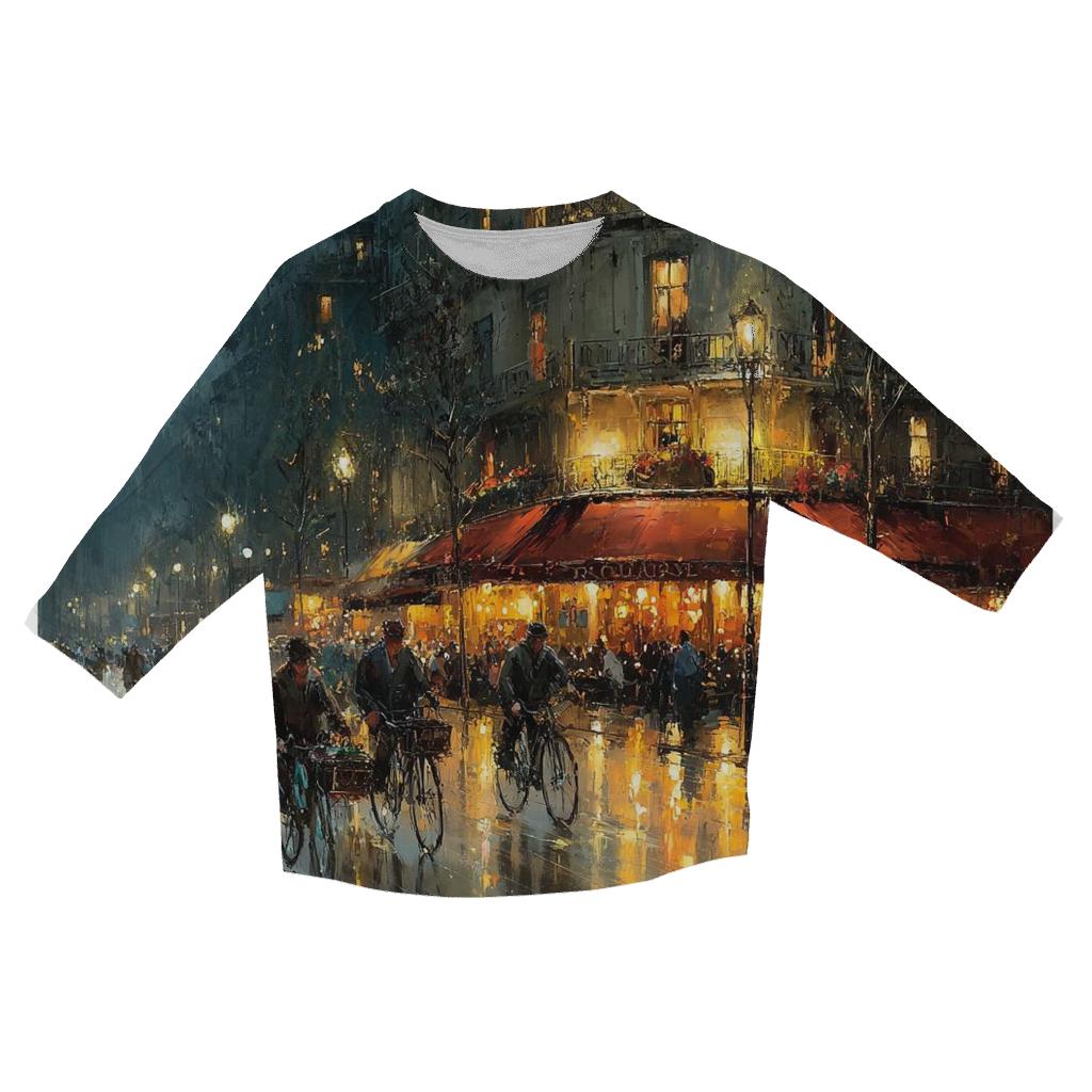 Giovanni Boldini Inspired Parisian Bicycle Race personalized 3/4 sleeve tees [AI-ccd93378-03bc1bdd536f]