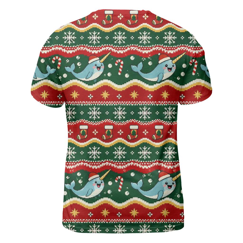 Merry Narwhal Stocking Wave Design statement graphic shirts [AI-9555de34-9f5842999cf7]