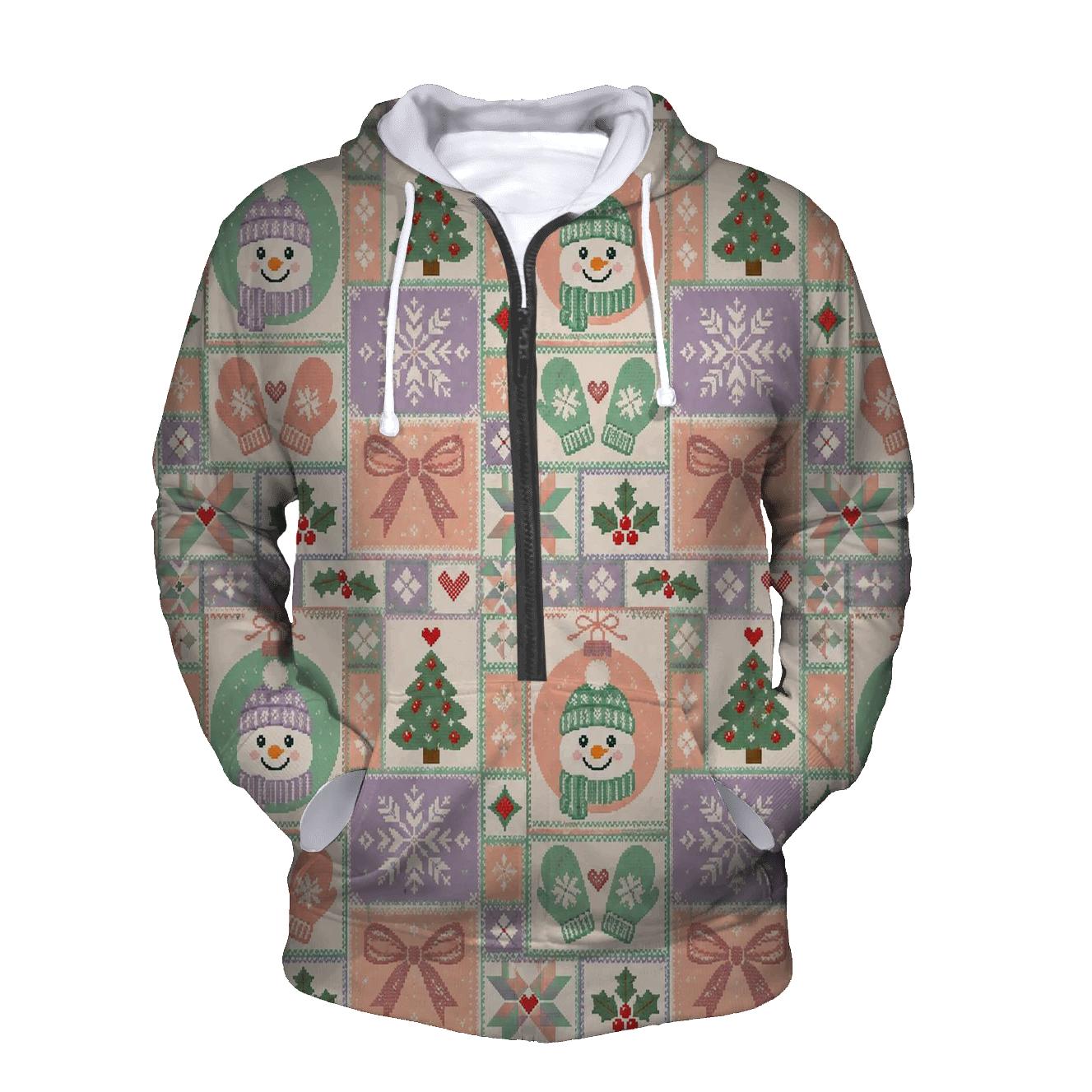 Pastel Snowman Ornament Quilt Design custom hoodies [AI-58ded168-54ad92184781]