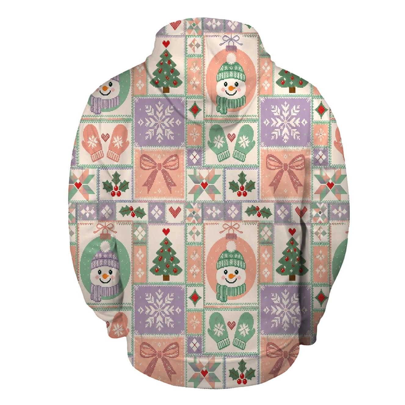 Pastel Snowman Ornament Quilt Design custom hoodies [AI-58ded168-7ebd4c4c3647]