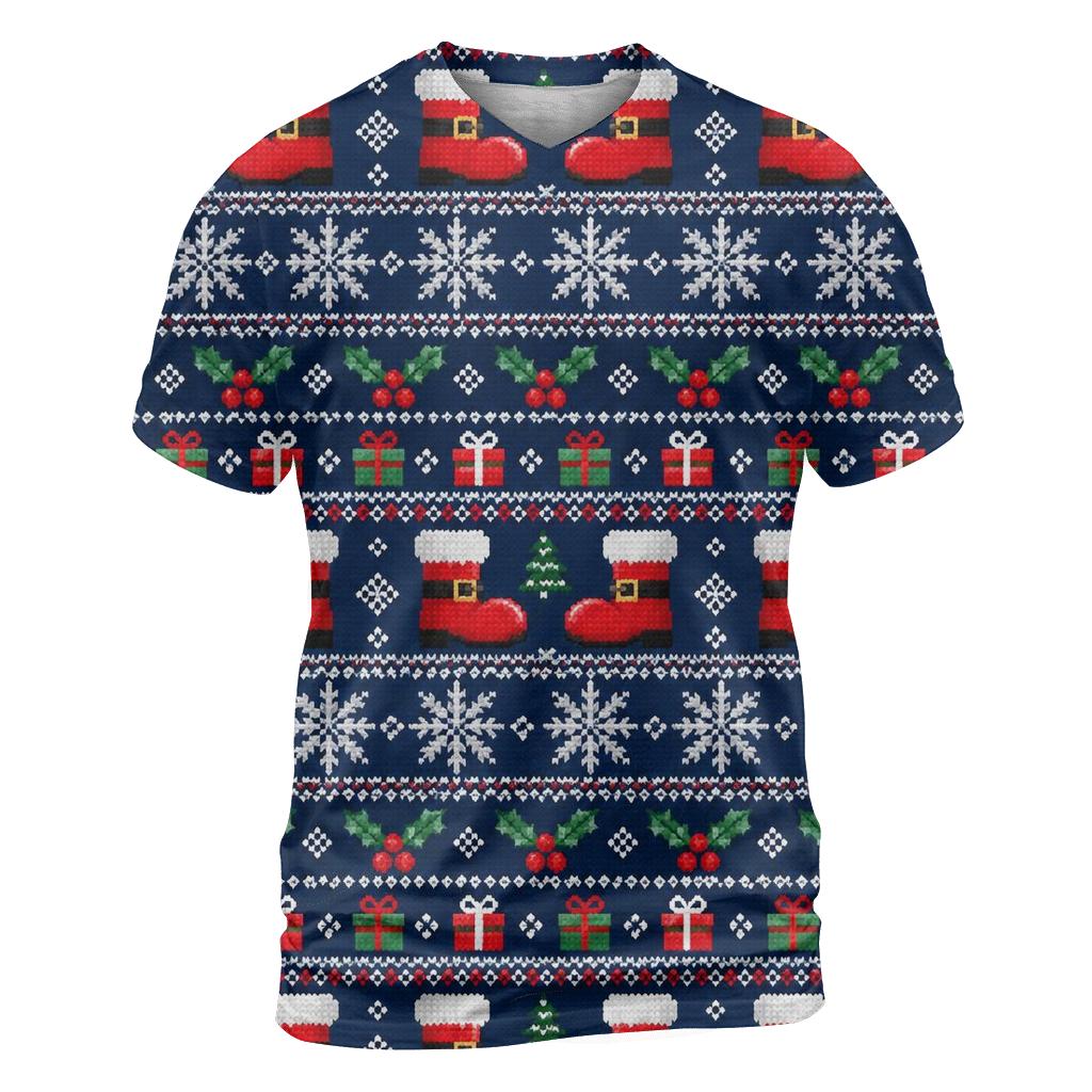 Silver Snowflake Santa Boot Bands Design designer pattern shirts [AI-67ef5d6f-784bf150b779]