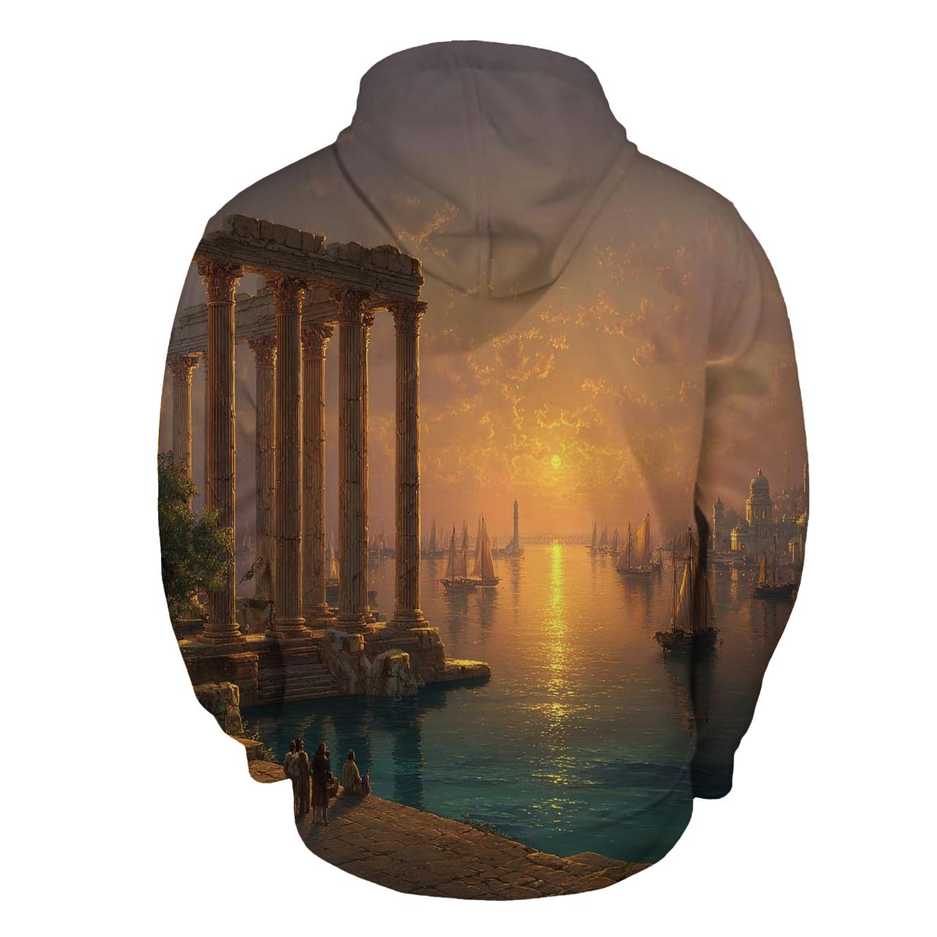 Claude Lorrain Inspired Sapphire Harbor Sunrise premium hoodies [AI-4fad1c9b-dae42992dc30]