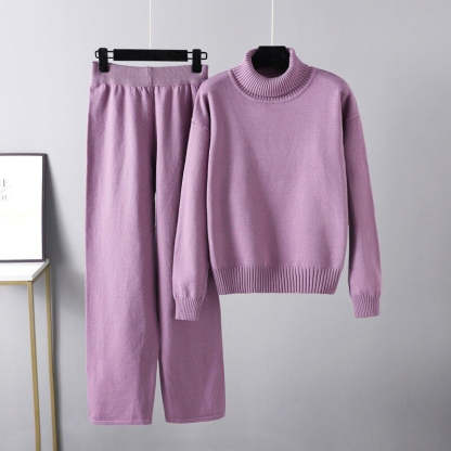 Solid Casual Outerwear Knit Two Piece Women Set-Soco Hoodie