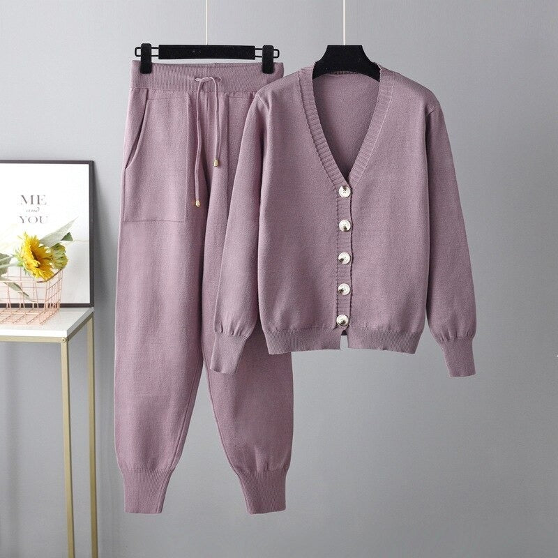 Women 2 Piece Pants Sets Cardigans Tops-Soco Hoodie