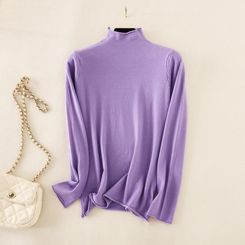 Mock Neck Basic Solid Pullover For Women-Soco Hoodie