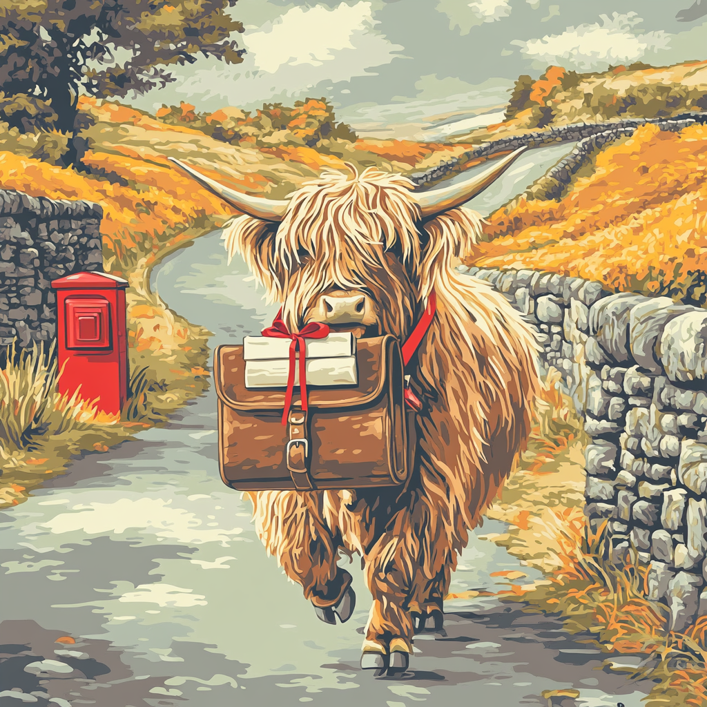 Highland Cow On The Mail Run casual three quarter sleeve shirts