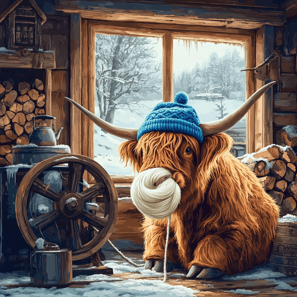 Highland Cow Winter Knit Workshop casual sports polo shirts