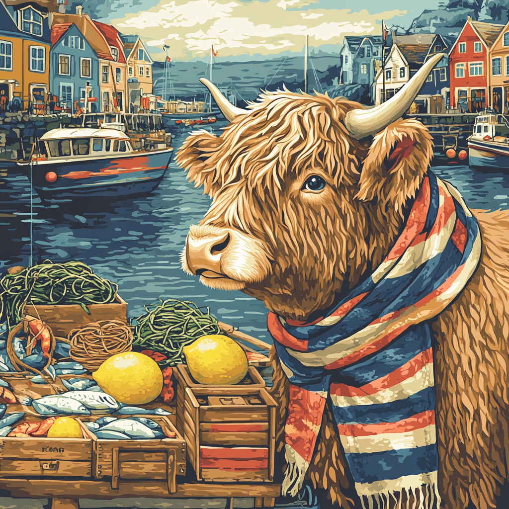 Harbor Market Highland Cow artistic all-over print tops