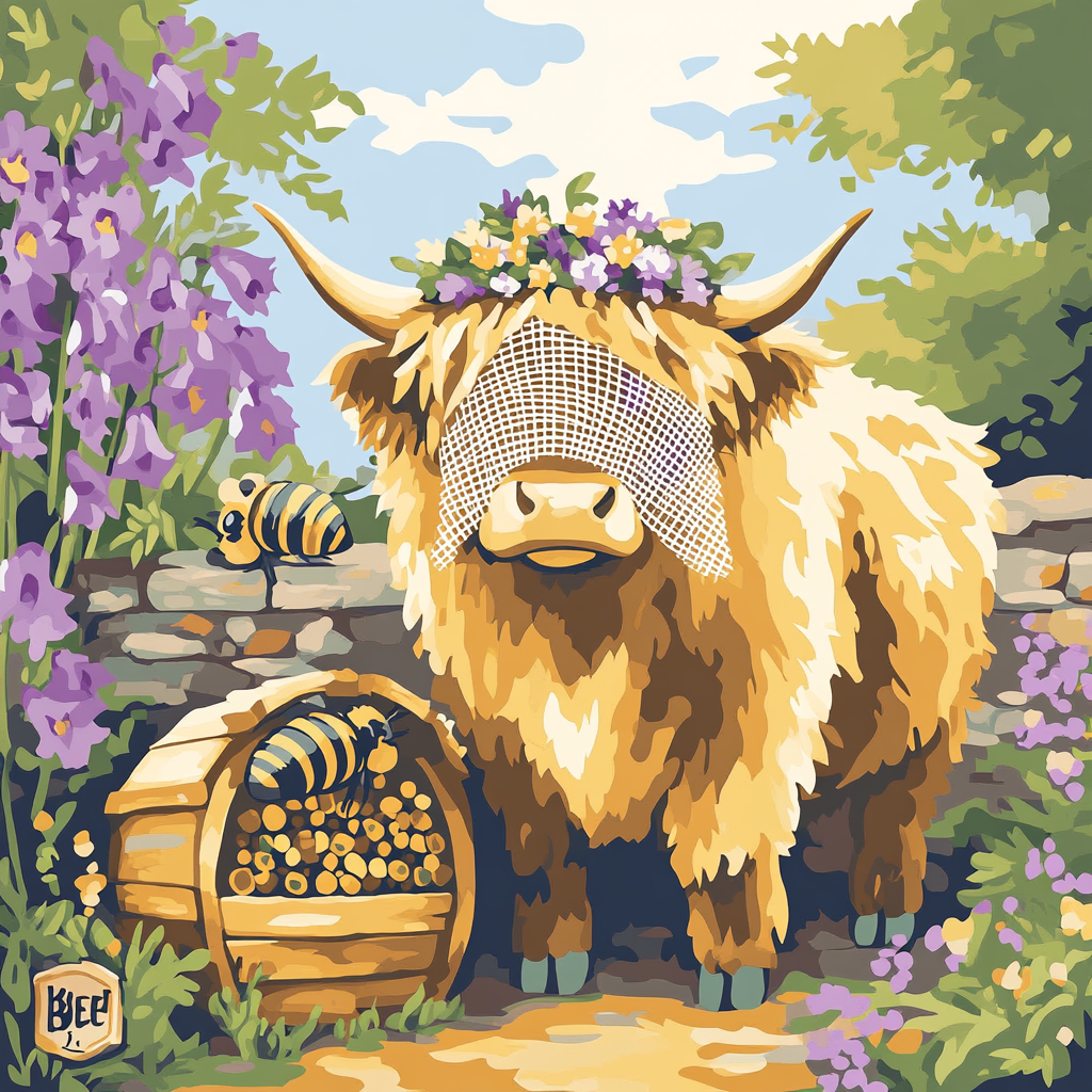 Highland Cow Bee Garden Guardian casual three quarter sleeve shirts