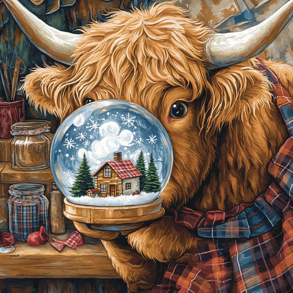 Highland Cow Snowglobe Maker embroidered polo tops