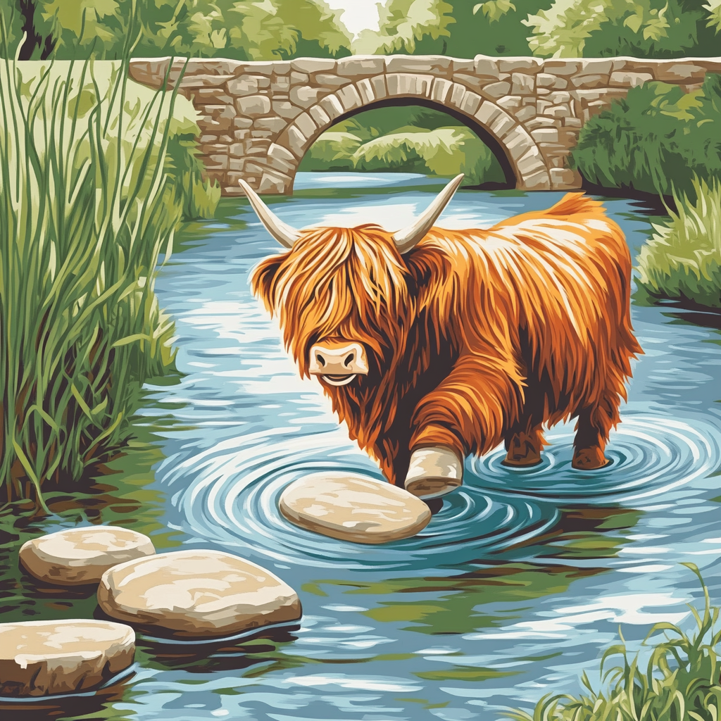 Highland Cow River Stone Skipper trendy fitted tank tops