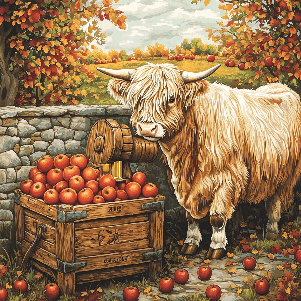 Highland Cow Orchard Cider Press branded logo polo shirts