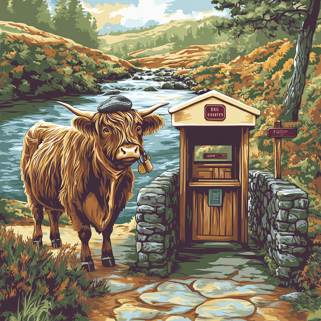 Highland Cow Bridge Tollkeeper custom 3/4 sleeve shirts