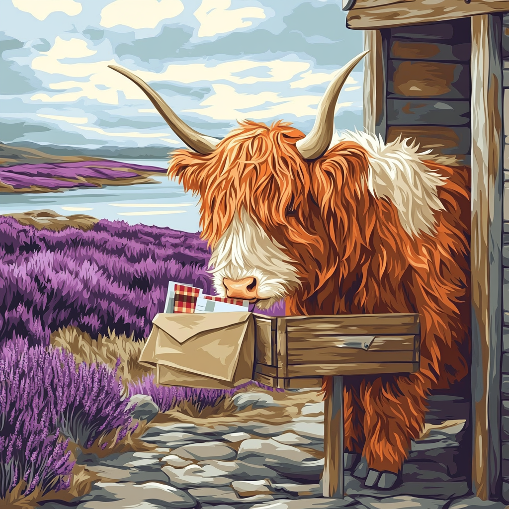 Highland Cow And The Heather Post Office personalized polo shirts