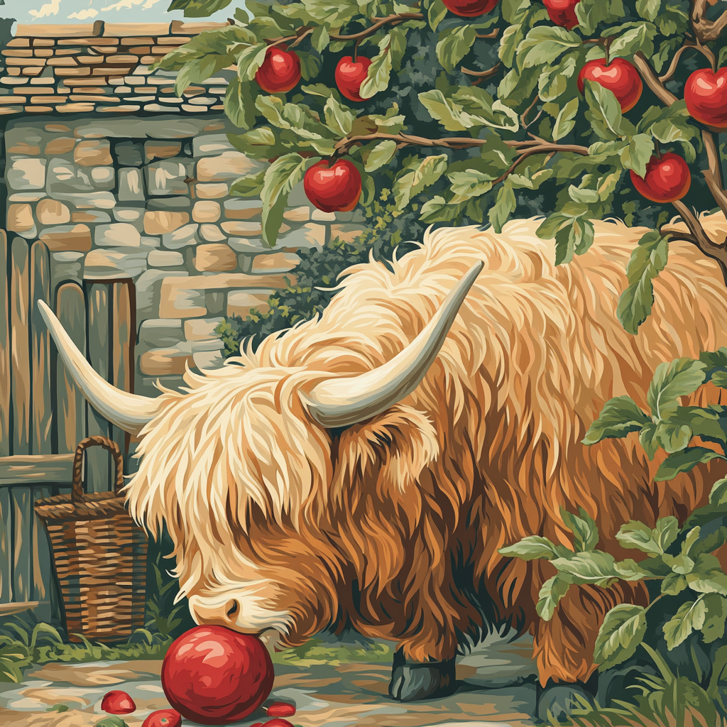 Highland Cow In The Apple Orchard Croft graphic print tank tops