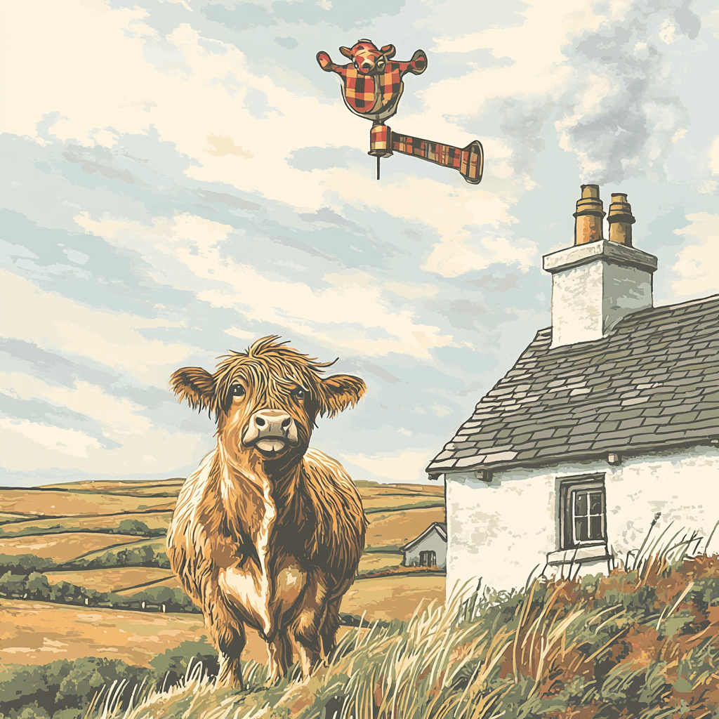 Highland Cow Weather Vane Rooftop trendy fitted tank tops
