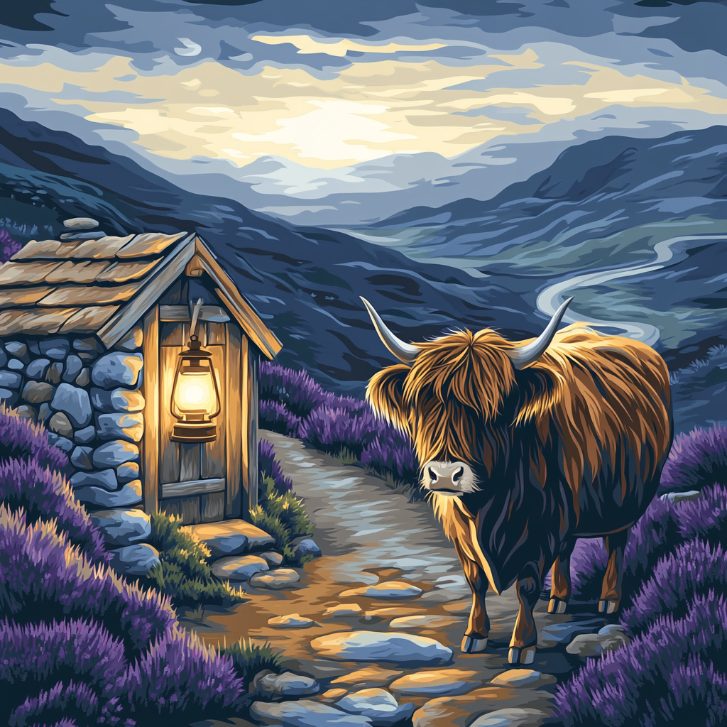 Highland Cow And The Mountain Bothy Lantern personalized athletic tanks