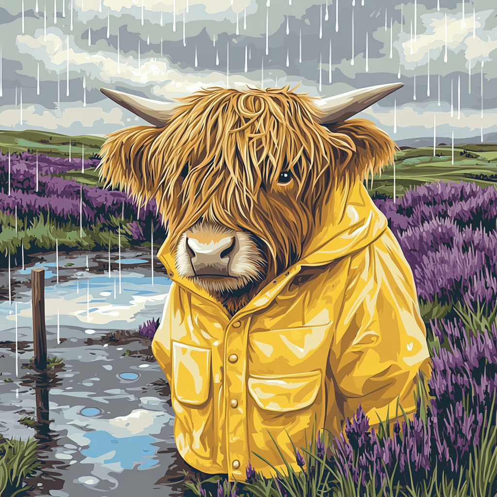 Highland Cow In The Raincoat Meadow custom tank tops