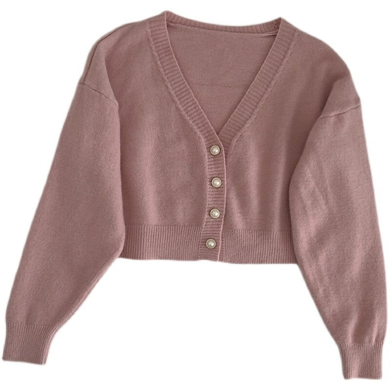 V-Neck Solid Long-Sleeved Knitted Cardigans For Women-Soco Hoodie