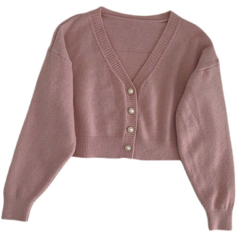 V-Neck Solid Long-Sleeved Knitted Cardigans For Women-Soco Hoodie