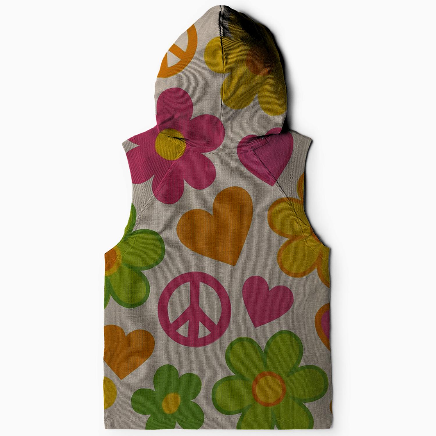 Floral Hippie Love Sleeveless Hoodie