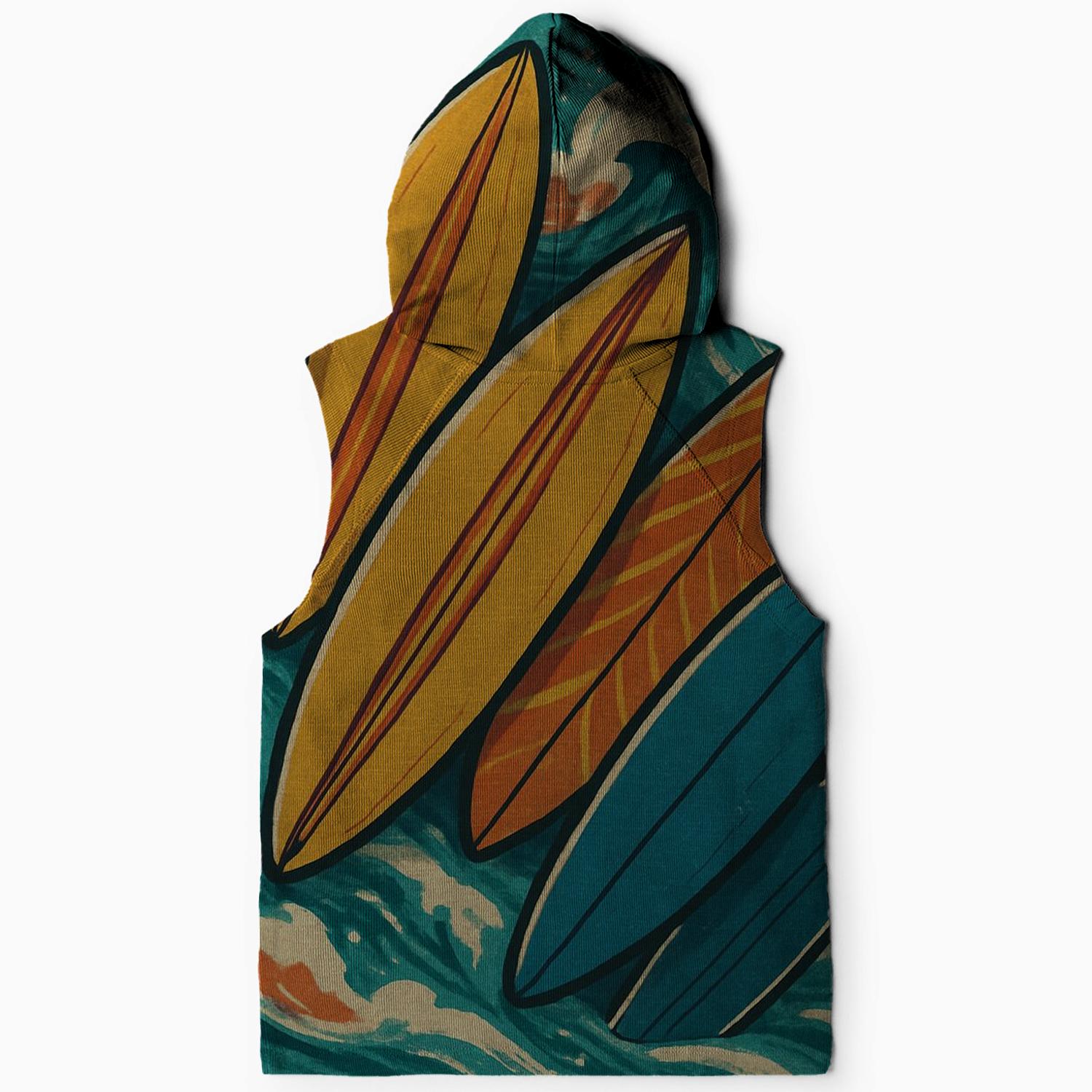 Vintage Surf Style Sleeveless Hoodie