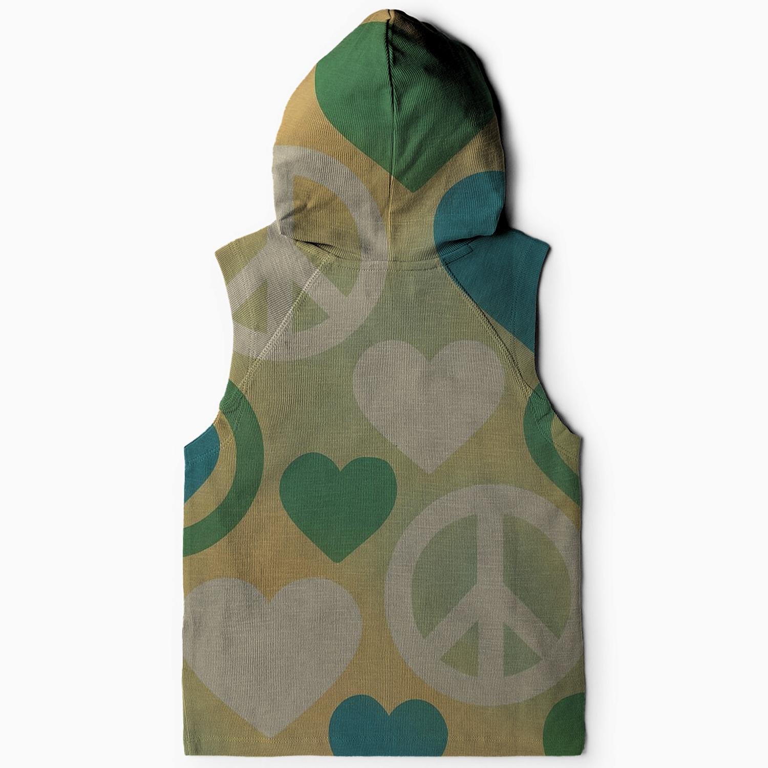 Peace and Love Vibes Sleeveless Hoodie
