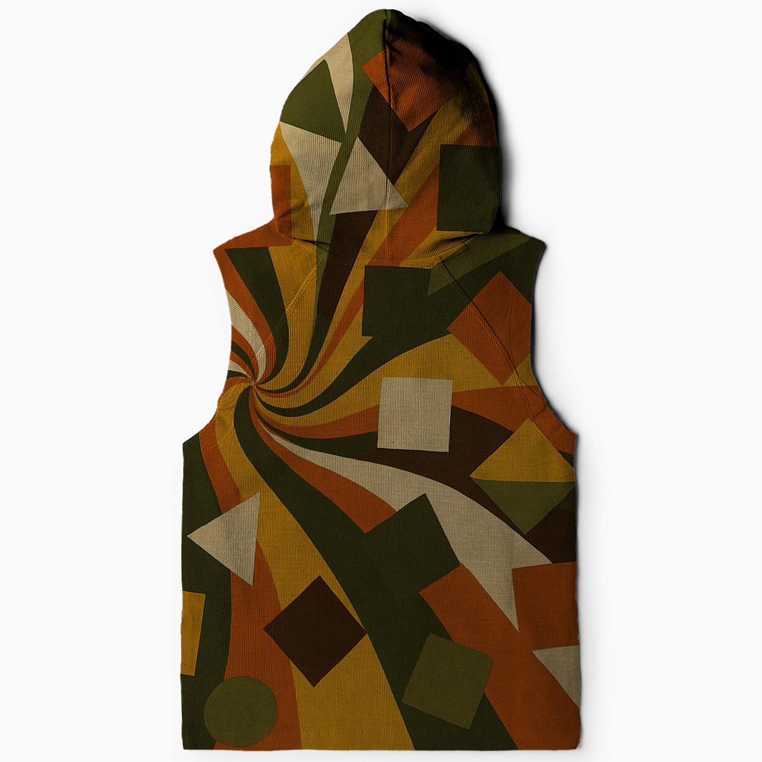 Groovy Geometric Burst Sleeveless Hoodie