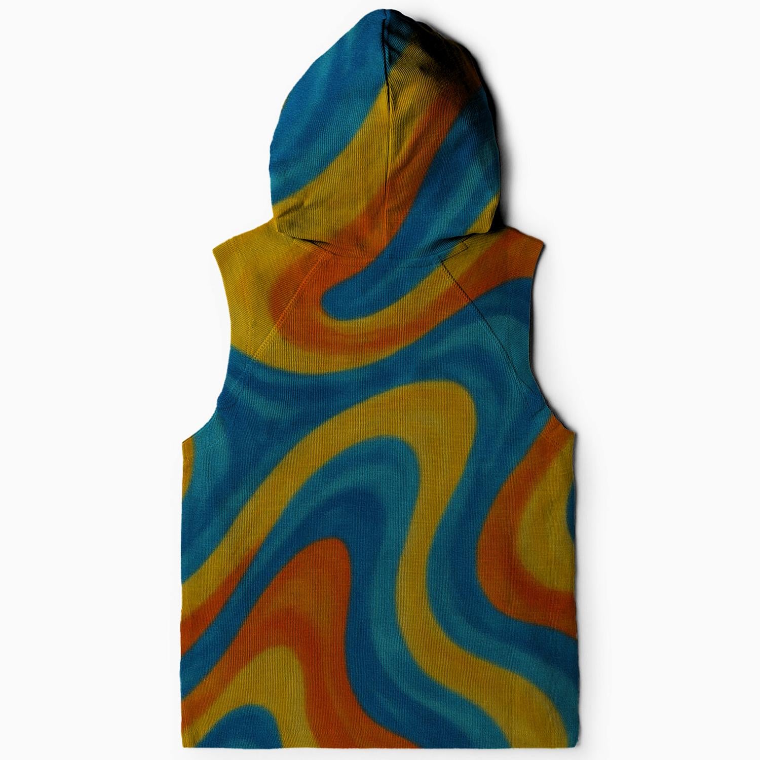 Retro Tie-Dye Waves Sleeveless Hoodie