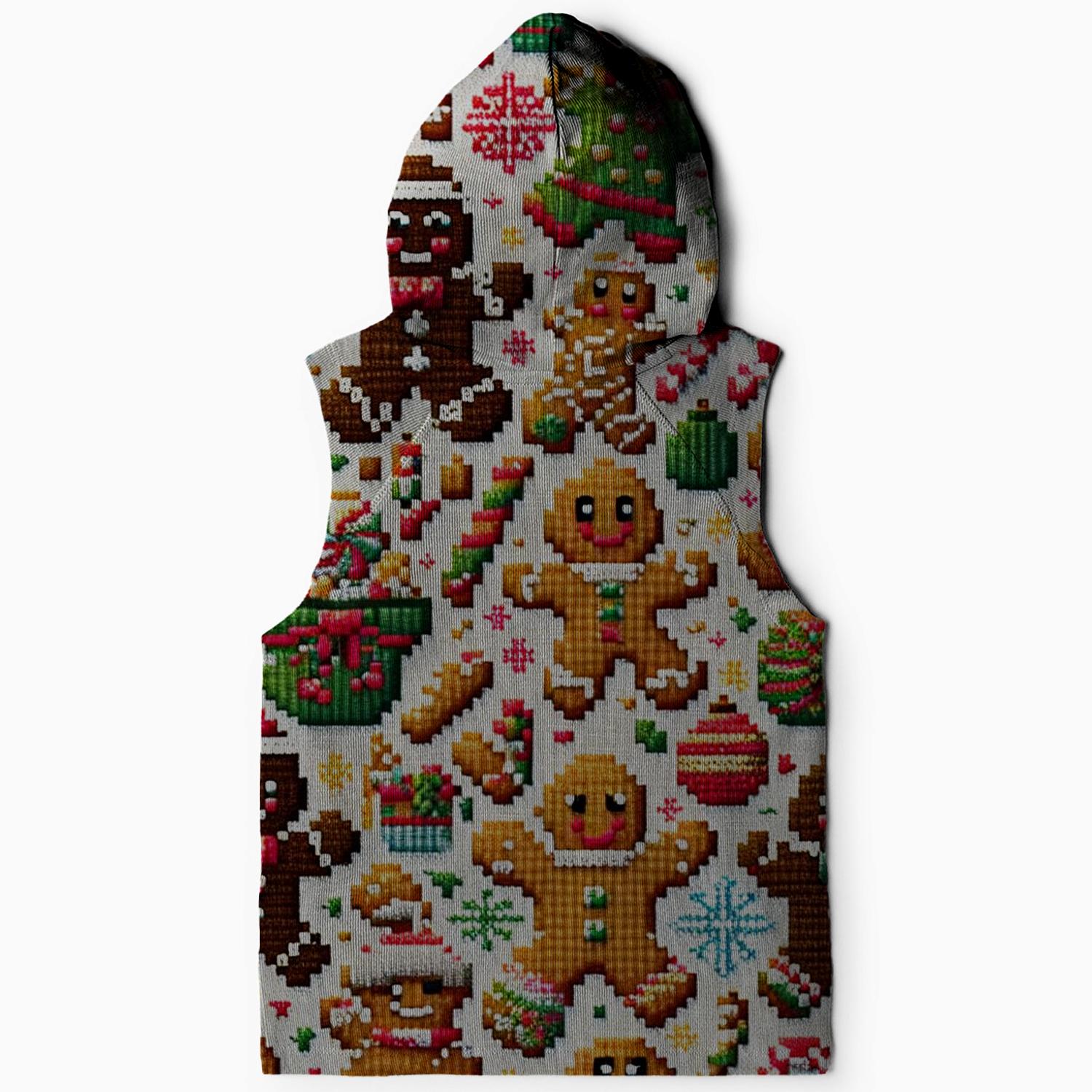 Gingerbread Family Fun Design Sleeveless Hoodie