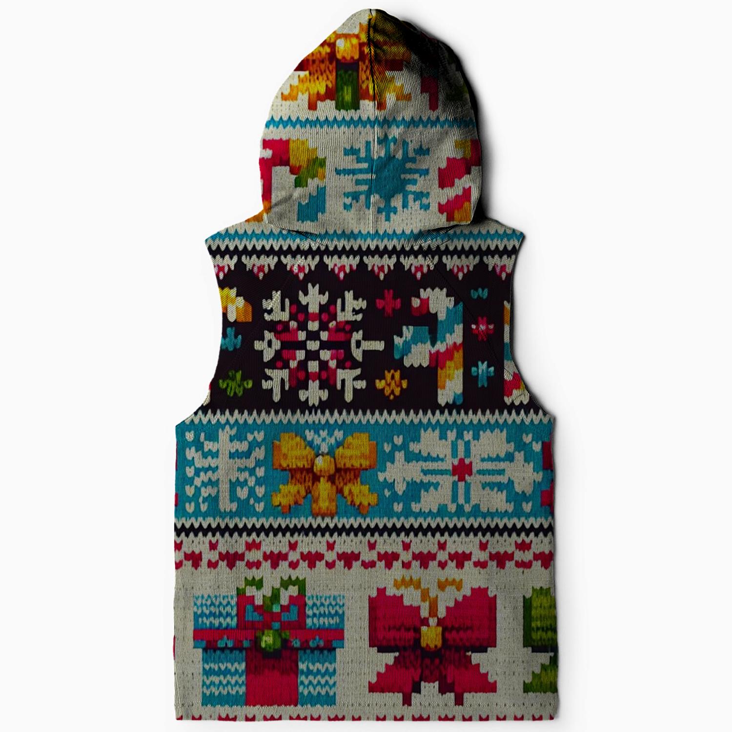 Candy Cane Delight Design Sleeveless Hoodie