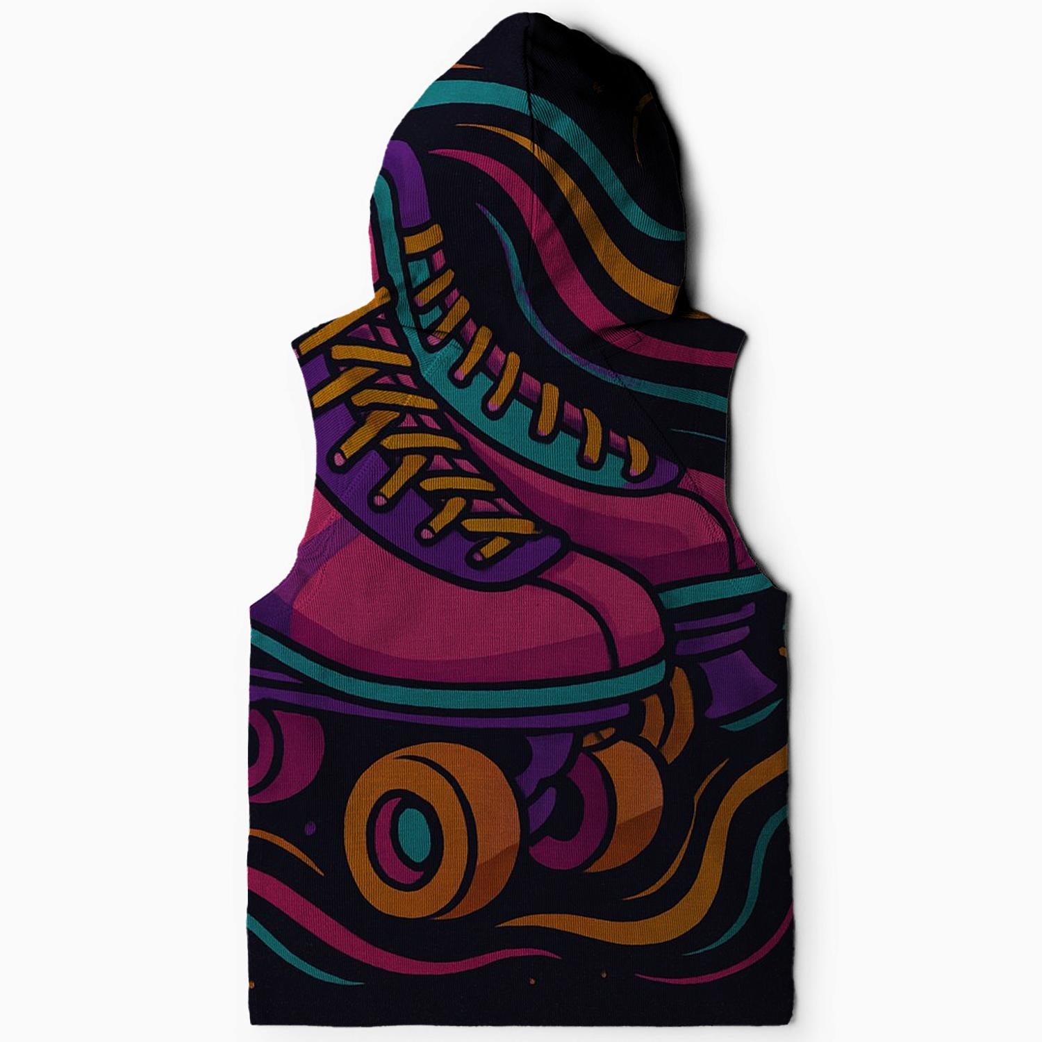 Vintage Roller Skates Graphic Sleeveless Hoodie