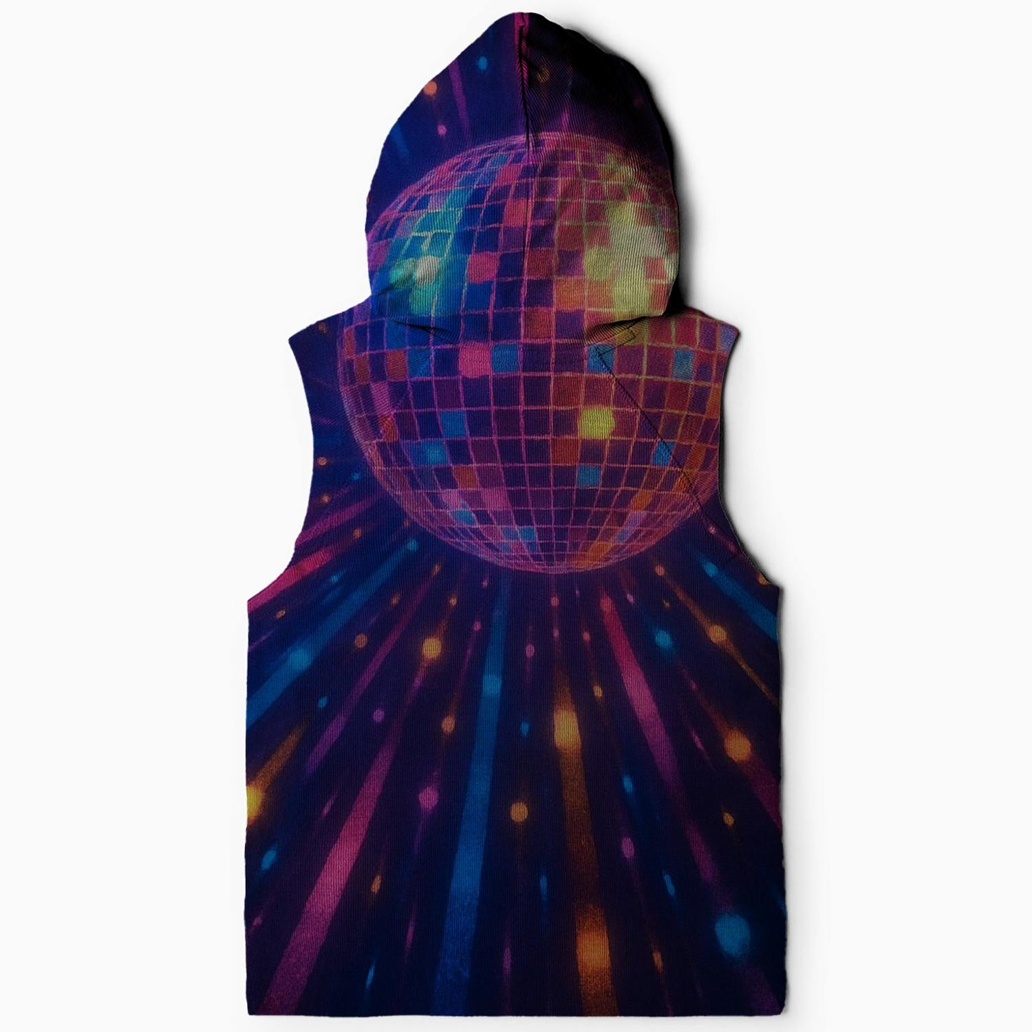Funky Disco Lights Design Sleeveless Hoodie
