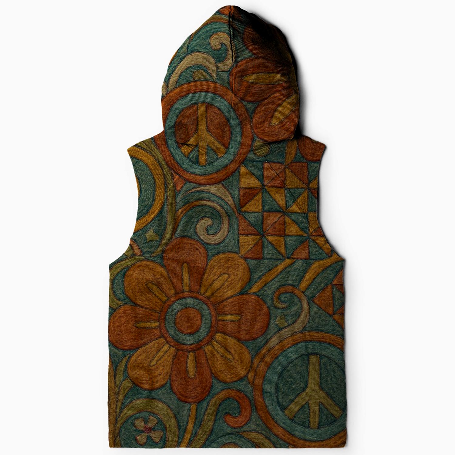 Bohemian Flower Burst Sleeveless Hoodie