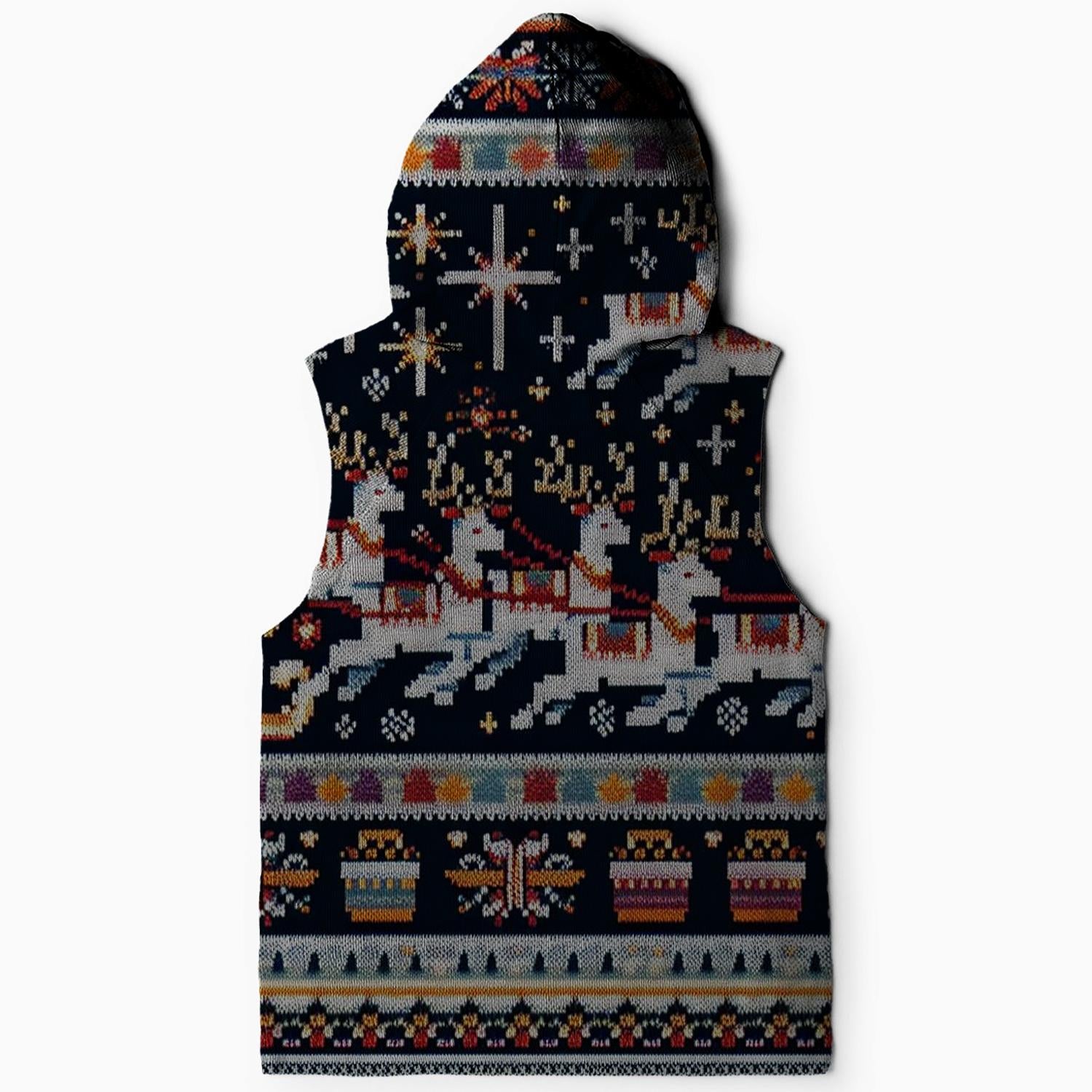 Santa's Sleigh Ride Design Sleeveless Hoodie