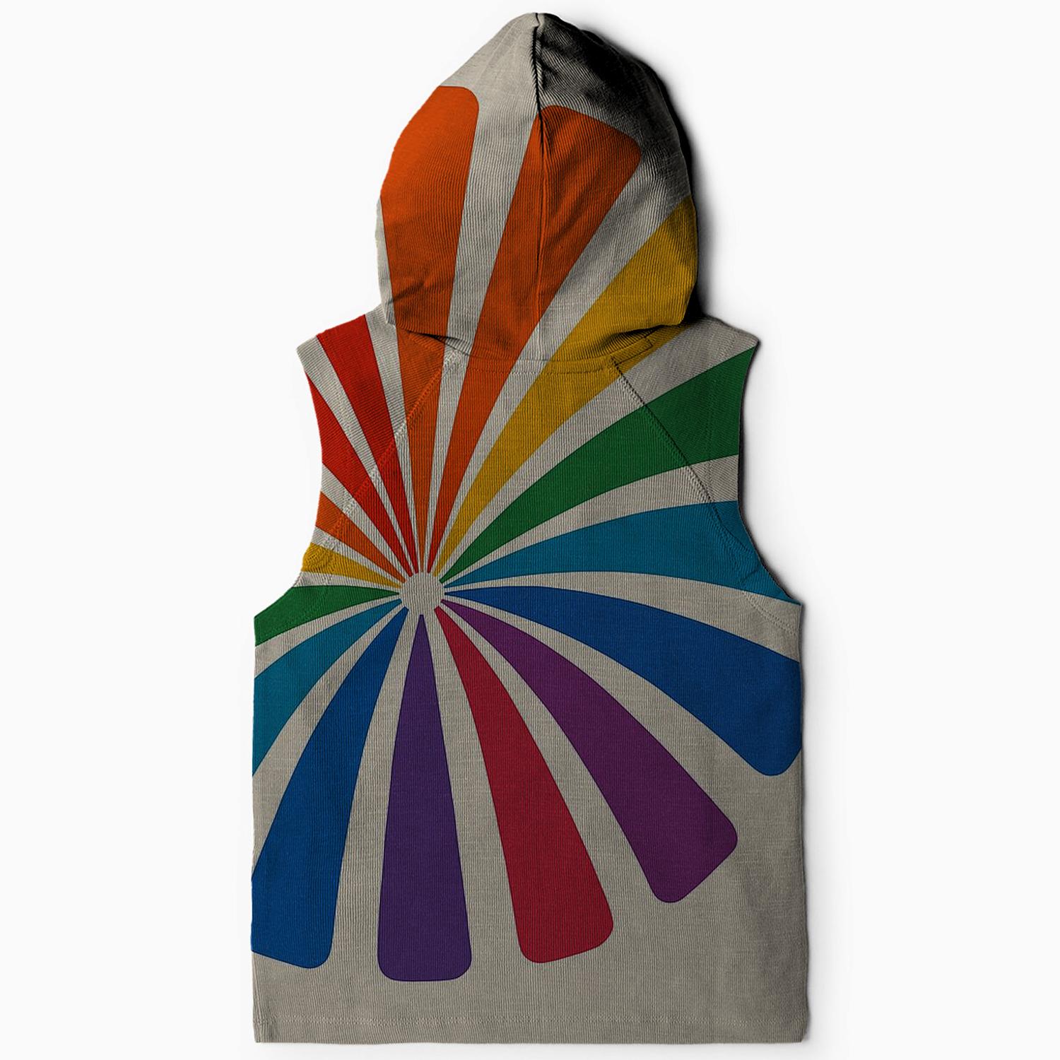 Rainbow Burst Graphic Design Sleeveless Hoodie