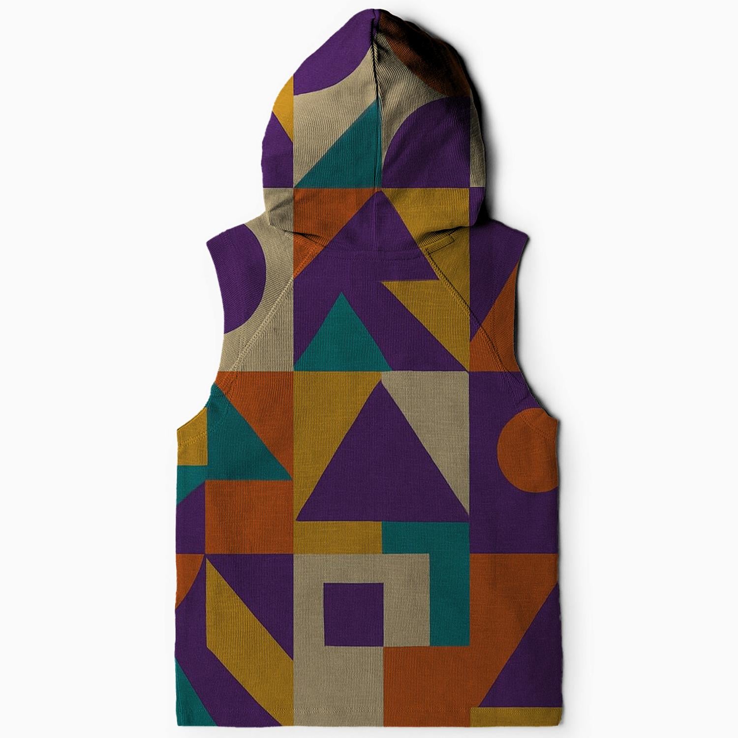 Retro Geometric Shapes Design Sleeveless Hoodie