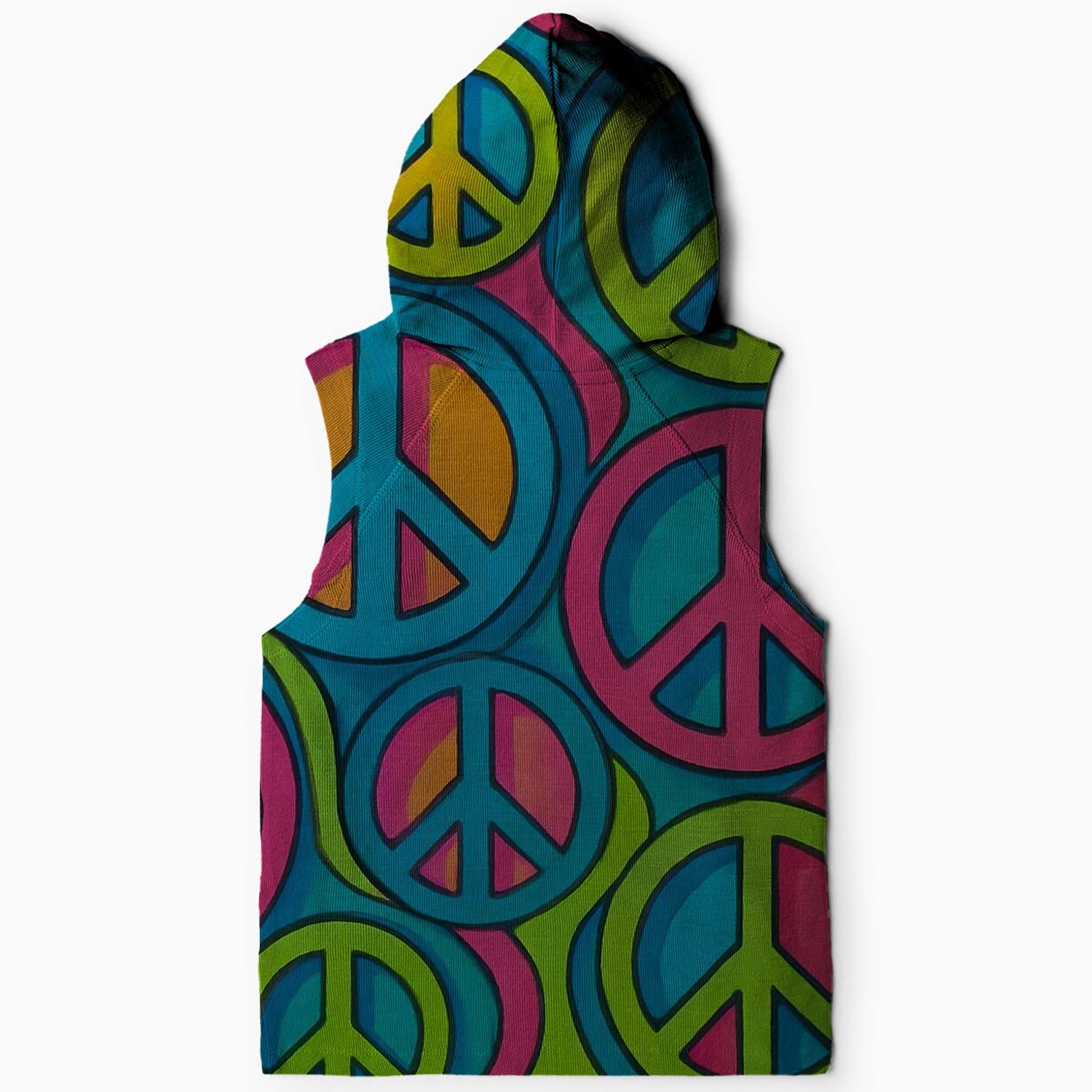 Retro Peace Symbols Sleeveless Hoodie