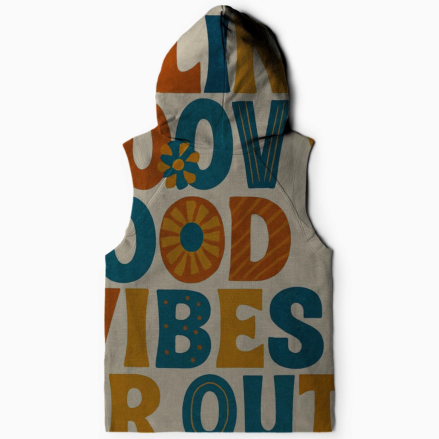 Funky Retro Typography Sleeveless Hoodie