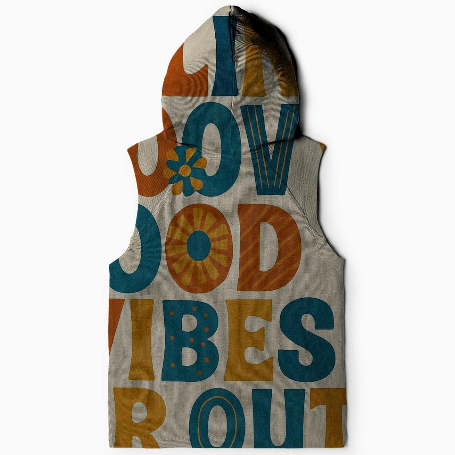 Funky Retro Typography Sleeveless Hoodie